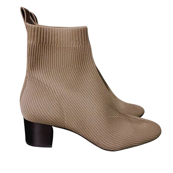 NEW Everlane The Glove Boot Tan Mocha Knit Block Heel Stretch Ankle Boots Size 9 - Picture 1 of 9